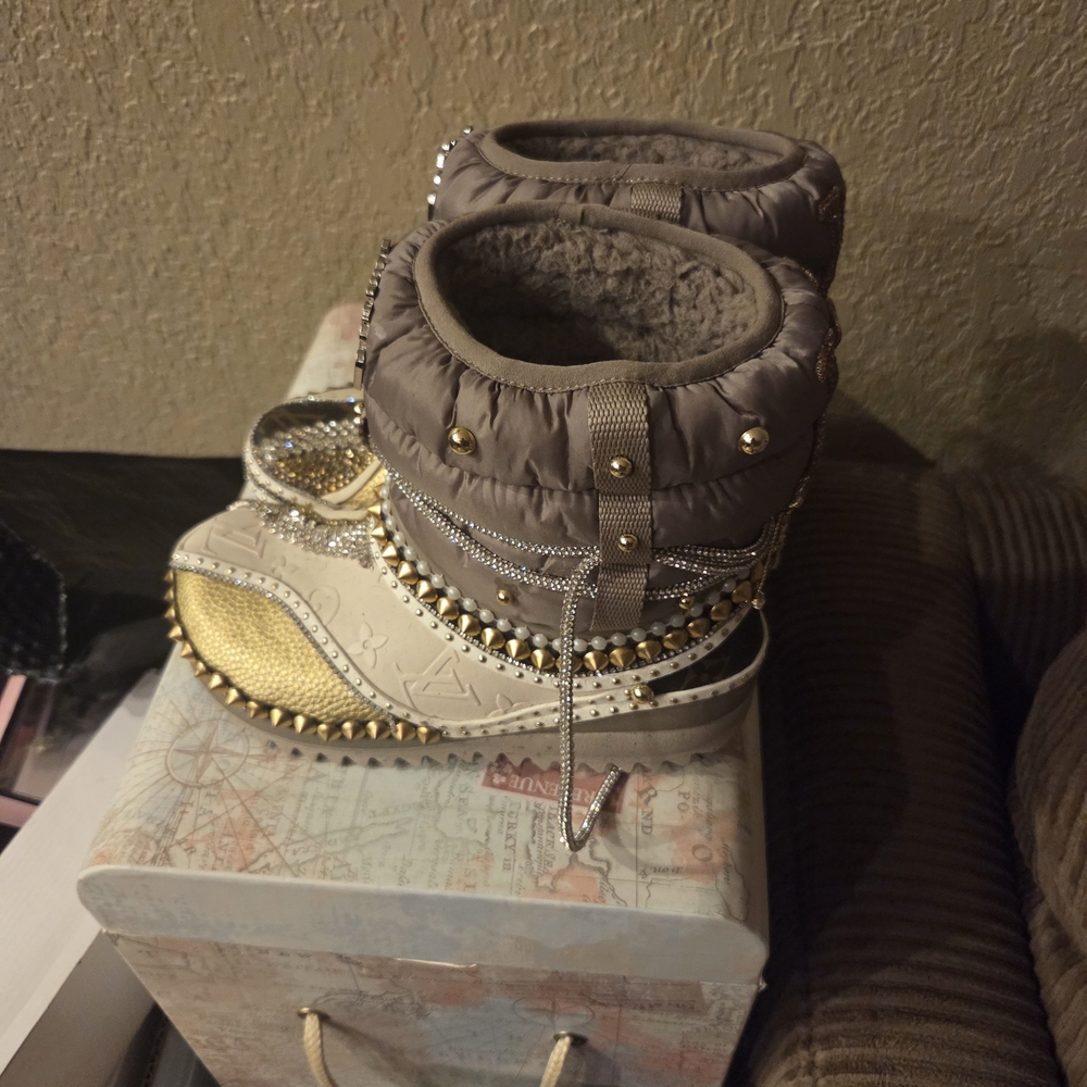 CROCS Kids Boots with Gold and Brown Details